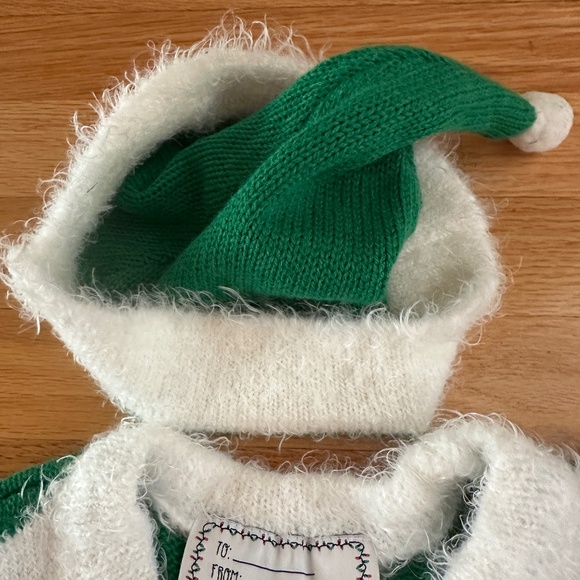 Holiday Elf Dress Sweater Dress Girls Green White Size Medium - Picture 8 of 14
